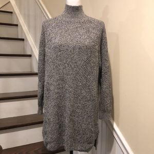 TOPSHOP Grey Marled Knit Mock Neck Long Sleeve Sweater Dress Size 8